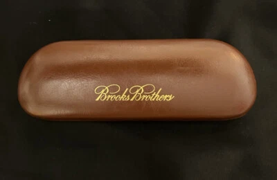 Óculos de sol Brooks Brothers estojo rígido marrom dourado concha armazenamento - Imagem 1 de 4