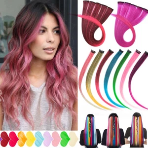 10PCS 20" Multi Pink Colour Clip In Highlight Streaks Hair Extensions as Human - Picture 1 of 46