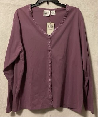 Blusa Jason Maxwell feminina tamanho 1X roxa manga longa nova com etiquetas - Imagem 1 de 4