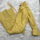 Talbots Yellow  Midi Button Long Sleeve Women Shirt Dress 