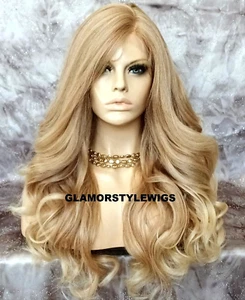 LACE FRONT FULL WIG LONG WAVY LAYERED SIDE PART MEDIUM BLONDE MIX HEAT OK NWT - Picture 1 of 4