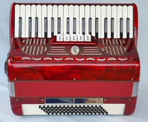 Vintage Italian Concerto Accordion Bell Accordions Ltd Red Marble 80 button - Picture 1 of 24
