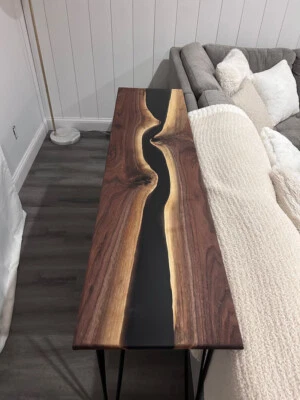 Epoxy console table top, wooden console tabletop, solid wood resin console top - Image 1 of 4