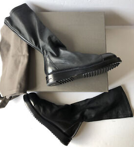 RICK OWENS Womens High Pull On Black Calf Boots Sz 40 / Uk 7 Boxed FAB COND!