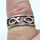 Fish Ichthys Jesus Christian Ring Sz 6 Band Open Cut Sterling Silver 925 #Rb2-6