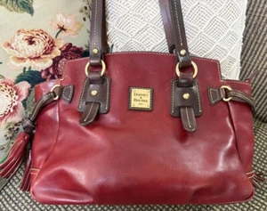 Dooney Bourke Burgundy Rouge Red Florentine Toledo Leather Winged Tote Bag - Picture 1 of 21