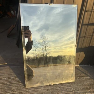 VTG Frameless Beveled Wall Mirror 24” X 16” Industrial Modern MCM Chrome Clips - Picture 1 of 10