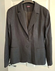 T M LEWIN TAILORED SUIT JACKET GREY SIZE 18 WOOL CASHMERE BLEND VGC - Picture 1 of 5
