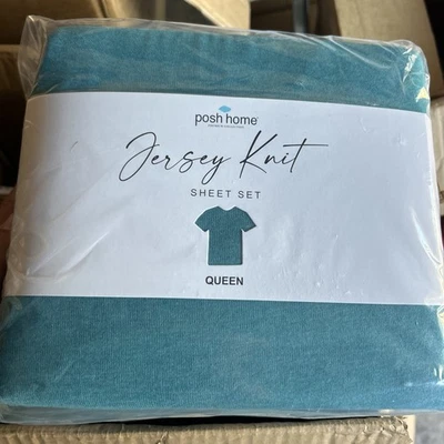 Jersey Knit Sheet Set – 4-Piece Jersey Bed Sheets – T-Shirt Breathable & Soft... - Image 1 of 2