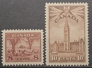 Canada Scott #256-57 KGVI War Issue Farm Scene & Parliament Set Of 2 VF MNH @ - Picture 1 of 3