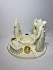 Juego Candelabro Belén Cerámico Acentos Dorados 4 Piezas Blanco Crema - Imagen 1 de 11