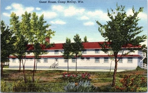Casa de huéspedes, Camp McCoy Wisconsin - 1942 postal de lino - Base militar del ejército - Imagen 1 de 1
