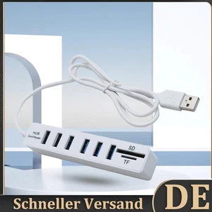USB 6 Port Hub Multi Splitter Port Plug and Play Memory TF for Mobile Hard Drive - Afbeelding 1 van 17