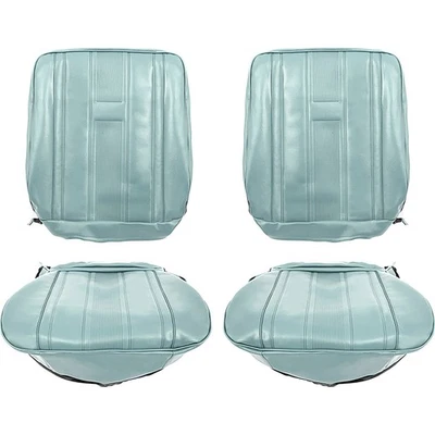 Chevy II Nova SS 1965; tapicería de asiento con canastilla delantera; vinilo de grano Madrid; aguamarina; Foto 1 de 4