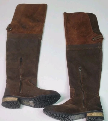 Diesel Alison Botas Altas Para Mujer Talla US 7 Cuero Gamuza Genuino Hasta la Rodilla Marrón Foto 1 de 4