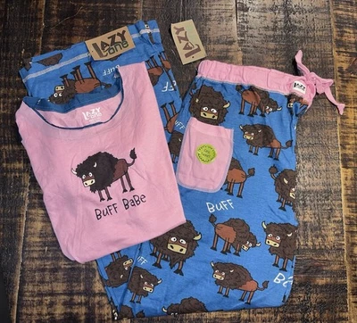 Conjunto de pantalones y camisa de pijama Lazy One para mujer Buffalo 'BUFF BABE' talla S-M ¡NUEVO CON ETIQUETAS! Foto 1 de 4