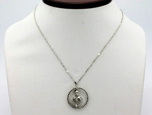 Colgante de corazón fluido 14K WG oro blanco diamante 0,60 TCW cadena 20,5" 4,8 g #2346 - Imagen 1 de 5