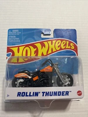 NEW Mattel X7721 Hot Wheels 1:18 Street Power ROLLIN THUNDER Motorcycle Orange - Image 1 of 3