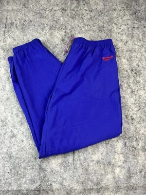 Vintage Reebok Windbreaker Track Pants Men XL Purple Cotton Lined Y2K Drawstring - Image 1 of 4
