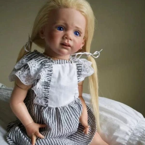 25 Zoll bemalte Reborn Baby Puppe Kleinkind Mädchen Stoffkörper handbewurzelt lange Haare Geschenk - Bild 1 von 4