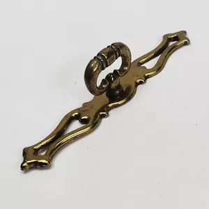 3 Vintage Country French Provincial Brass Drawer Cabinet Pull Knob & Backplate - Picture 1 of 15