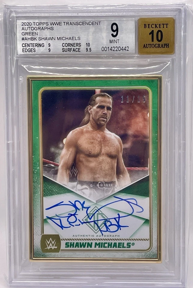 2020 Topps Transcendent WWE Shawn Michaels Autograph Green /15 BGS 9 Auto 10 - Image 1 of 1