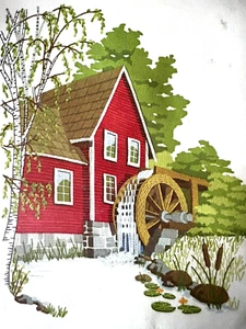 "Red Mill"Sunset Stitchery Kit,Vintage 1978 Water Wheel,Foliage,New,Sealed,20x24 - Picture 1 of 9