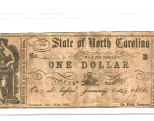 $1 "NORTH CAROLINA" (RALEIGH) 1800'S "NORTH CAROLINA" (RALEIGH) $1 NICE!!! - Picture 1 of 3