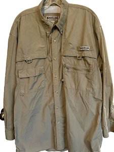 Magellan Hemd Herren Large grau Nylon Langarm zwei Taschen Kragen Button Down - Bild 1 von 5