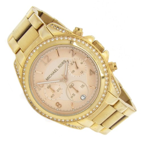 Orologio da polso cronografo donna Michael Kors data rosa MK 5263 10ATM Batt nuovo S209