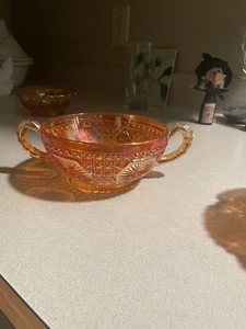 Carnival Glass Double Handled Bowl - Picture 1 of 3