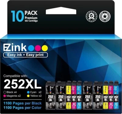 PACK DE 10 cartuchos de tinta de repuesto E-Z para Epson 252XL - ¡NUEVO! Foto 1 de 4