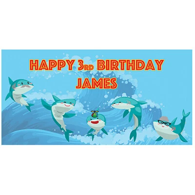 Banner de fiesta personalizado para baby shower de 2'x3', decoración de fiesta de tiburón bebé Foto 1 de 3