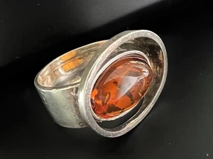 Baltischer Bernstein Modernist Sterling Silber Ring Gr-7,25 - Bild 1 von 12