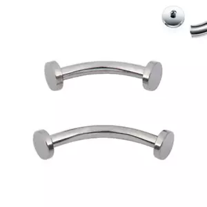 16G INTERNALLY THREADED FLAT DISC CURVED BARBELL EYEBROW RING VERTICAL LABRET - Picture 1 of 5