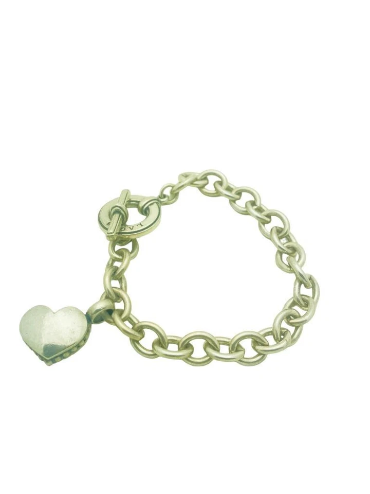 Lagos Sterling Silver Heart Dangle Toggle Clasp Chain Link Bracelet 7.5" - Image 1 of 4