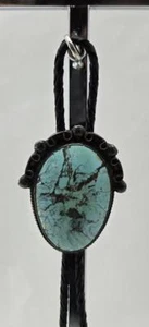 Bennet Turquoise Bolo Tie Silver Black Cord Tie (HE1045686) - Picture 1 of 4