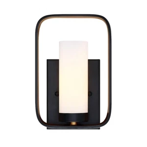 Forte Lighting Kineo 1 Light Wall Mount, Black/Gold/Satin Opal - 5197-01-42 - Picture 1 of 1