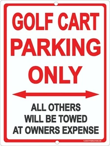 GOLF CART Cartello Solo Parcheggio 9"x12" Metallo Insegna Campo da Golf - Foto 1 di 3