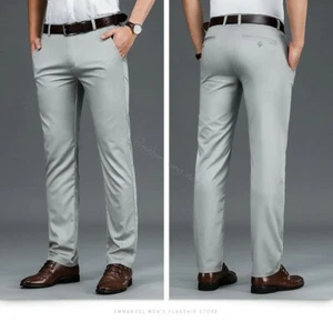 Classic Men's Light Gray Thin Casual Pants Spring Summer New Business Fashion M - Picture 1 of 1