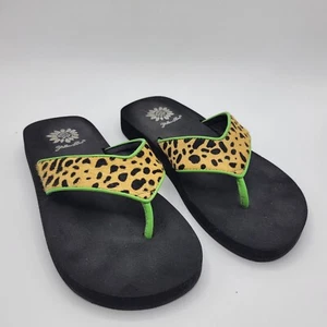 Yellow Box Leopard Fur Flip Flops Sandals Women's Size 6 M New In Box  - Picture 1 of 8