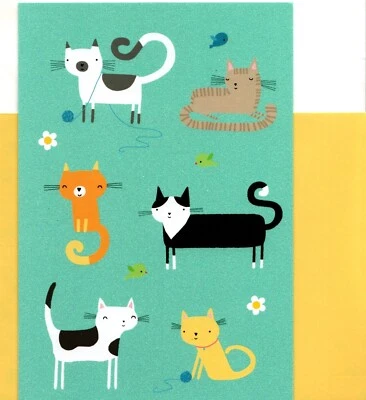 Surtido Gatito Gato Gato Raza Gatito Razas En Blanco Interior Sello Tarjeta de Felicitación  Foto 1 de 2