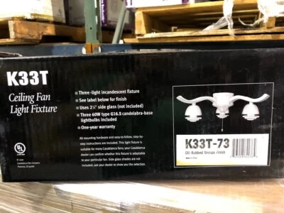 Casablanca Ceiling Fan Light Fixture Center-Stem Oil Rubbed Bronze K33T-73 - Image 1 of 4