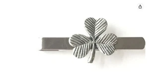 Shamrock English Pewter on a Tie Clip (slide) boxed gift pp - Picture 1 of 1