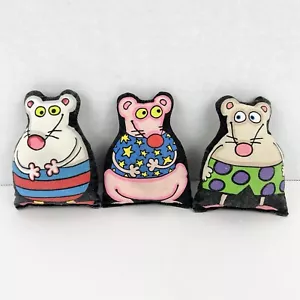 Vintage 2000 Anne Lika Cloth Cartoon Mouse Plush Toy Lot Of 3 Fat Cat Inc. - Picture 1 of 6