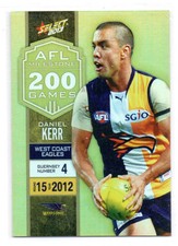 2013 AFL SELECT MILESTONE (200 GAMES) CARD - MG78 Daniel KERR (WEST COAST)