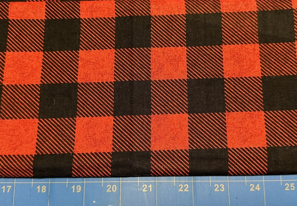 Tina Scrap 9"x21" Buffalo Checks Winter Red Black Plaid Square Cotton Fabric - Image 1 of 1