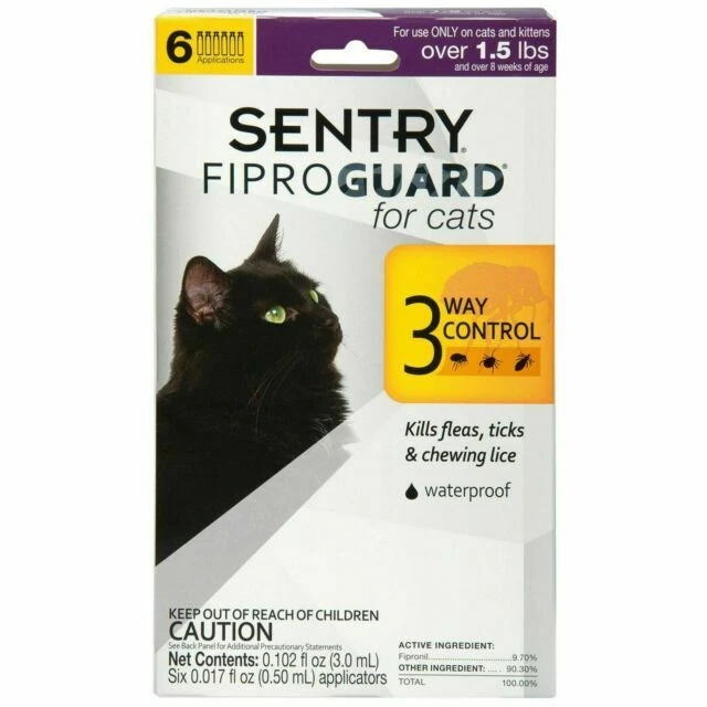 SENTRY Fiproguard Flea and Tick Squeeze-On Treatment for Cats - 6 Count