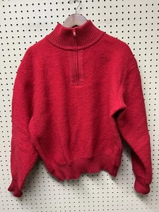 Vtg The North Face Extreme sweater Wool 1/4 Zip Pullover XL L Red boiled *Holes - Picture 1 of 14