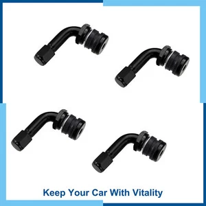 Pack(4) Car Metal 90 Degree Valve Stem Tyre Valve Stem Extenders Adapter Black - Picture 1 of 9